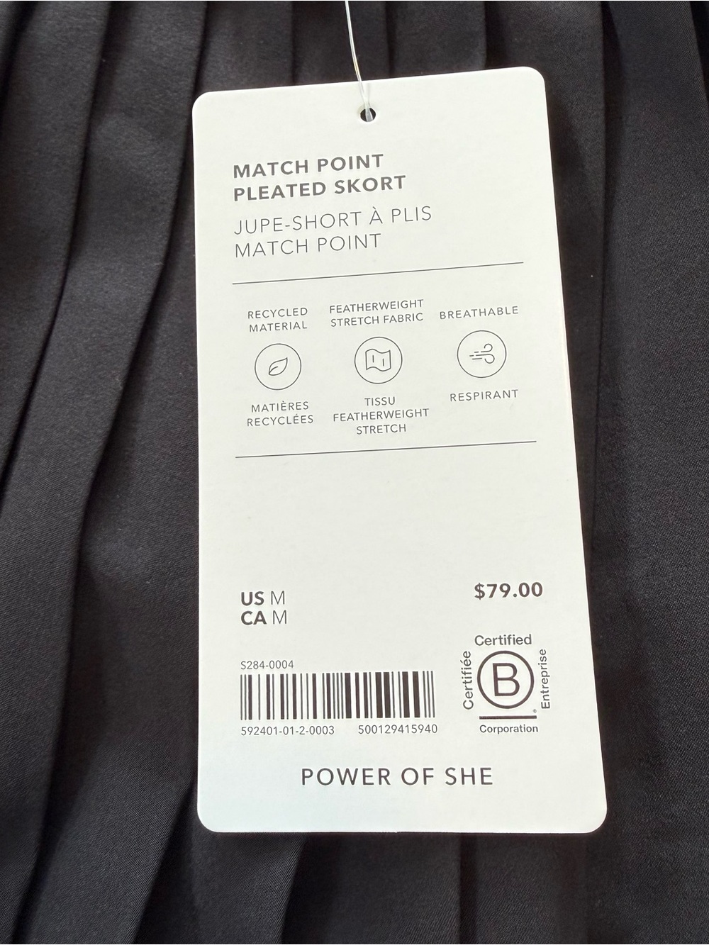 Athleta Match Point Pleated Skort in Black Size M Athleisure Tennis Golf Active - Picture 6 of 7